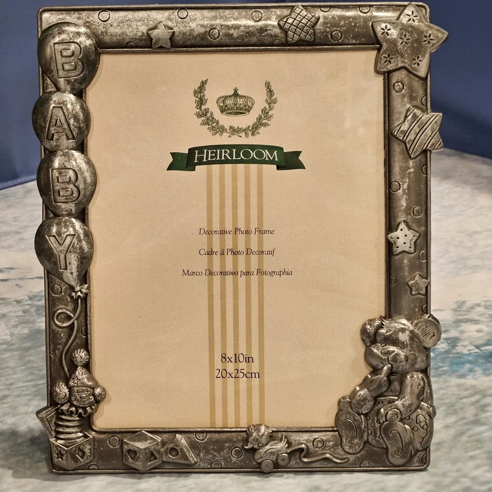Silver Baby Picture Frame 8x10 Decorative‎ Nursery Heirloom Keepsake Frame